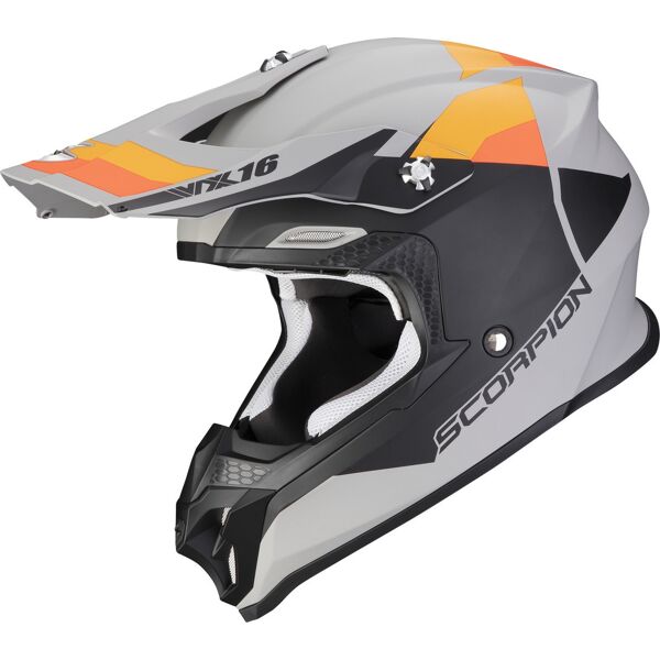 scorpion vx-16 evo air spectrum casco motocross grigio arancione m