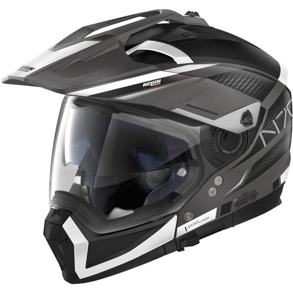 nolan n70-2 x earthquake n-com casco motocross nero bianco xs