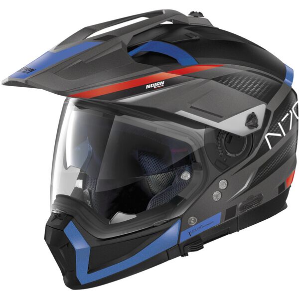 nolan n70-2 x earthquake n-com casco motocross nero blu xs