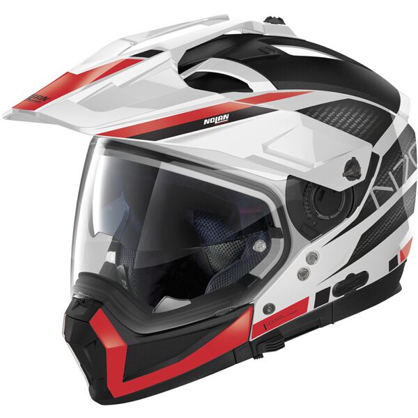 nolan n70-2 x earthquake n-com casco motocross nero bianco rosso m