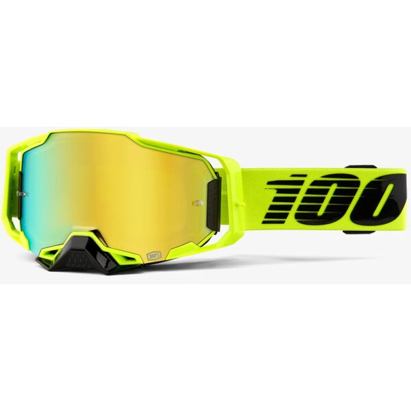 100% armega essential chrome occhiali da motocross nero giallo