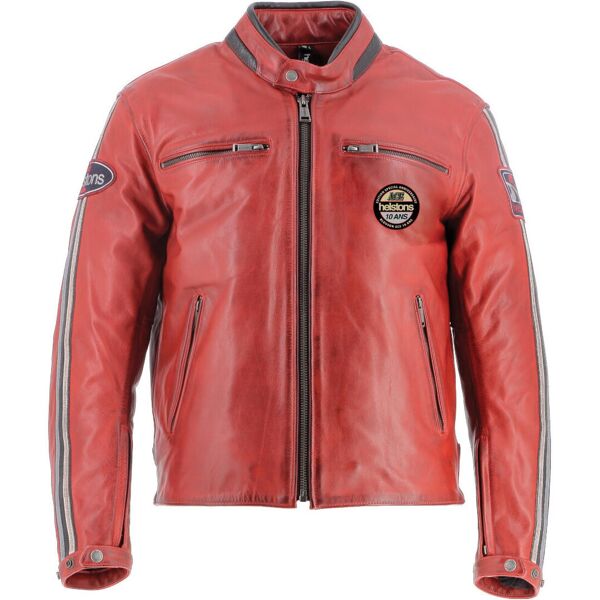 helstons ace 10ans giacca in pelle moto rosso 3xl