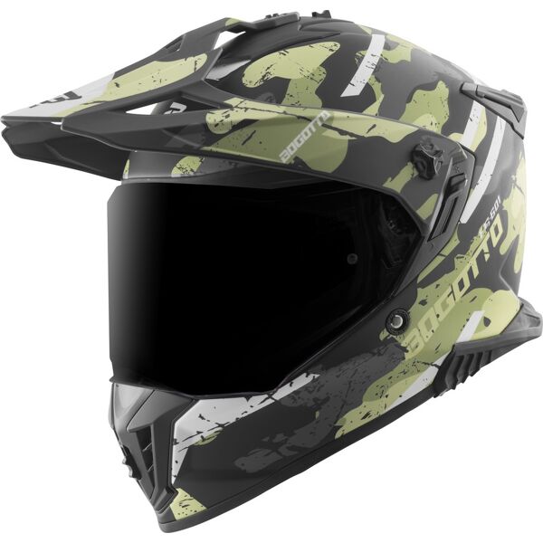 bogotto fg-601 sniper casco da enduro in fibra di vetro nero grigio verde l