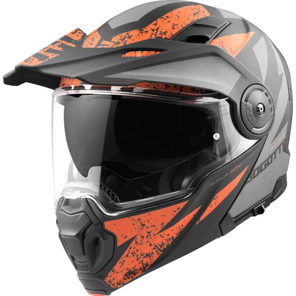 bogotto fg-102 safari casco enduro / apribile in fibra di vetro nero grigio arancione xl