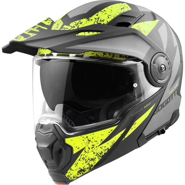 bogotto fg-102 safari casco enduro / apribile in fibra di vetro nero grigio giallo m