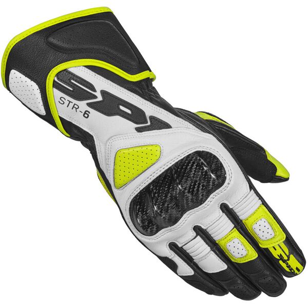 spidi str-6 guanti da moto nero bianco giallo m