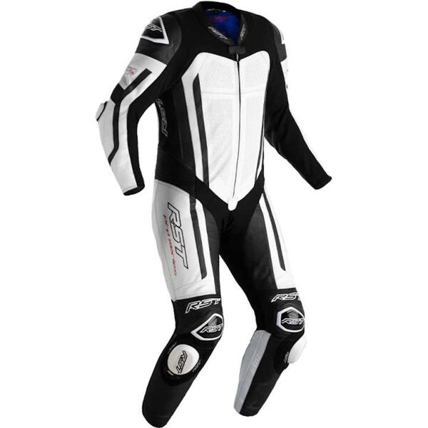 rst pro series evo airbag one piece tuta in pelle da moto nero bianco s