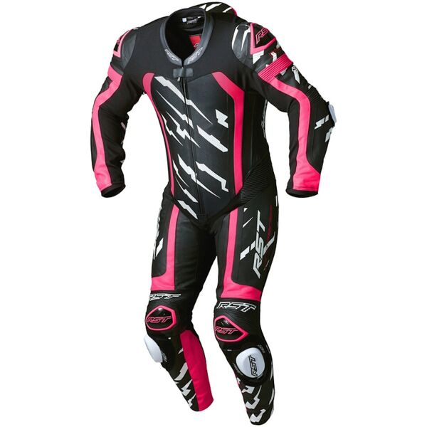 rst pro series evo nero/rosa airbag one piece tuta moto in pelle nero rosa 2xl