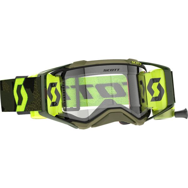 scott prospect super wfs camo roll-off occhiali da motocross nero grigio verde marrone unica taglia