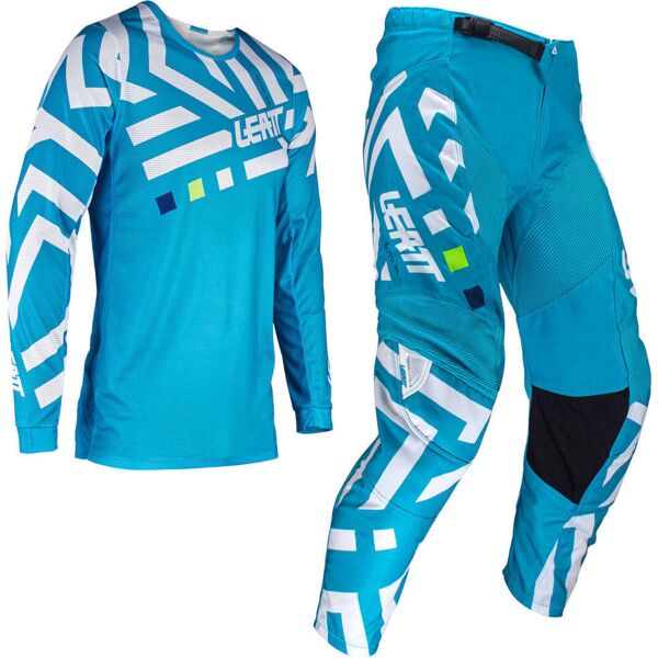 leatt 3.5 ride pattern 2024 set maglia e pantaloni motocross bianco blu m