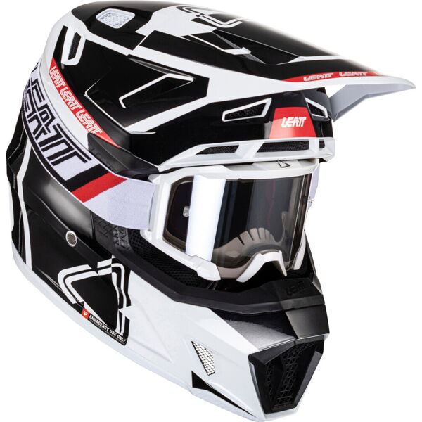 leatt 7.5 v24 casco da motocross con occhiali nero bianco rosso l