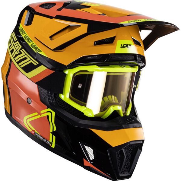 leatt 7.5 v24 casco da motocross con occhiali nero arancione m