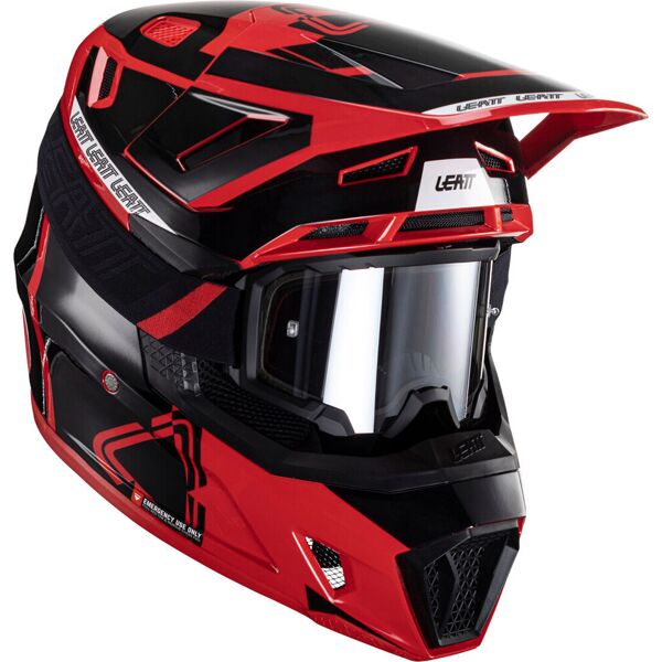 leatt 7.5 v24 casco da motocross con occhiali nero rosso s