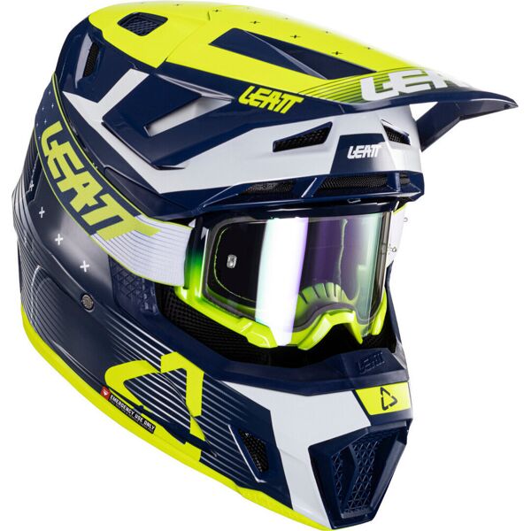 leatt 7.5 v24 stripes casco da motocross con occhiali verde blu l