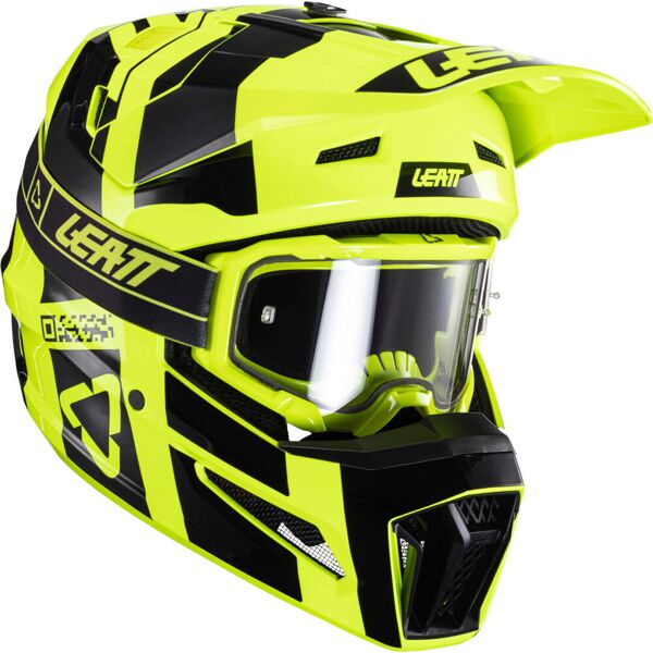 leatt 3.5 v24 casco da motocross con occhiali nero giallo s