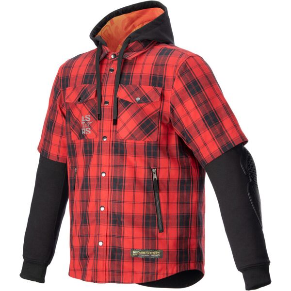 alpinestars mo.st.eq tartan camicia da moto nero rosso 2xl