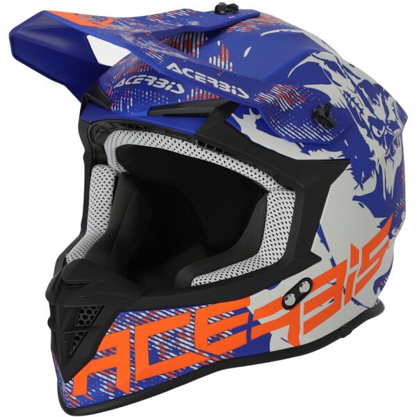 acerbis linear graphic casco da motocross blu arancione m