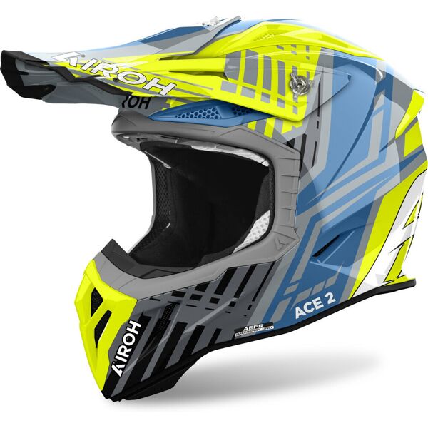 airoh aviator ace 2 proud casco da motocross blu giallo s