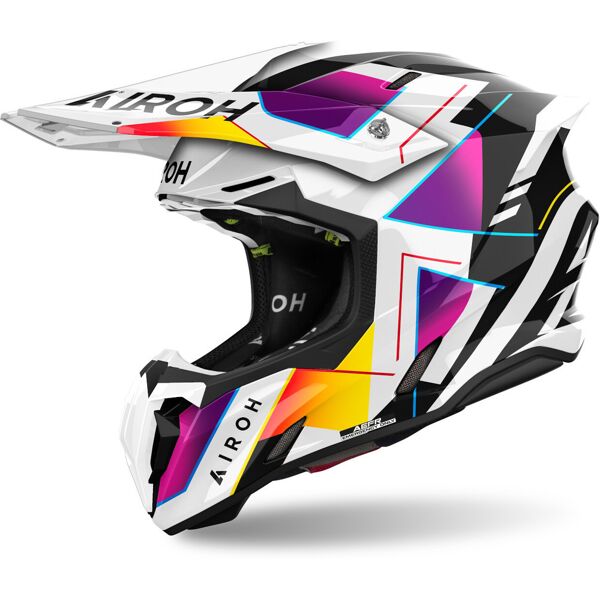 airoh twist 3 rainbow casco da motocross nero bianco rosa l