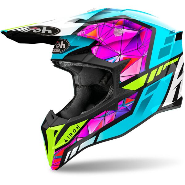 airoh wraaap diamond casco da motocross rosa blu giallo 2xl