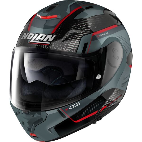 nolan x-1005 ultra carbon undercover n-com casco grigio argento xs