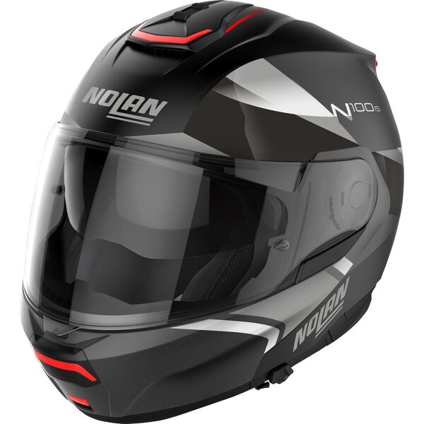 nolan n100-6 paloma n-com casco nero grigio argento 2xs