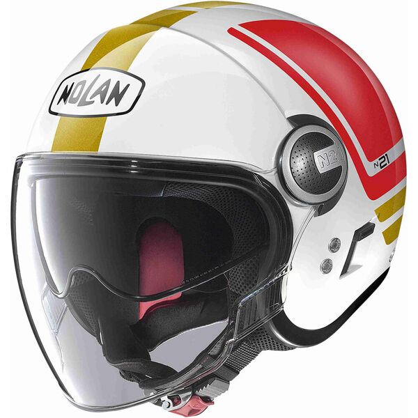 nolan n21 visor 06 flybridge casco jet bianco rosso verde oro m