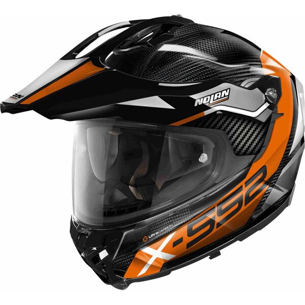 nolan x-552 ultra carbon dinamo n-com casco nero arancione argento m