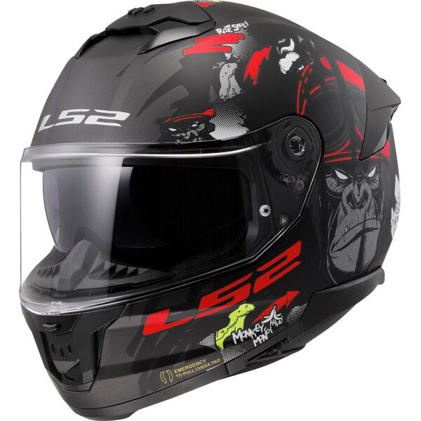 ls2 ff808 stream ii angry monkey casco nero rosso xl