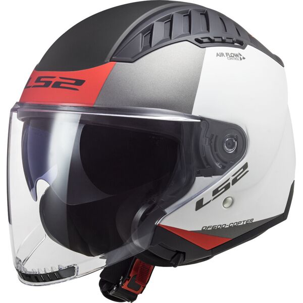 ls2 of600 copter ii urbane casco jet nero bianco rosso xs