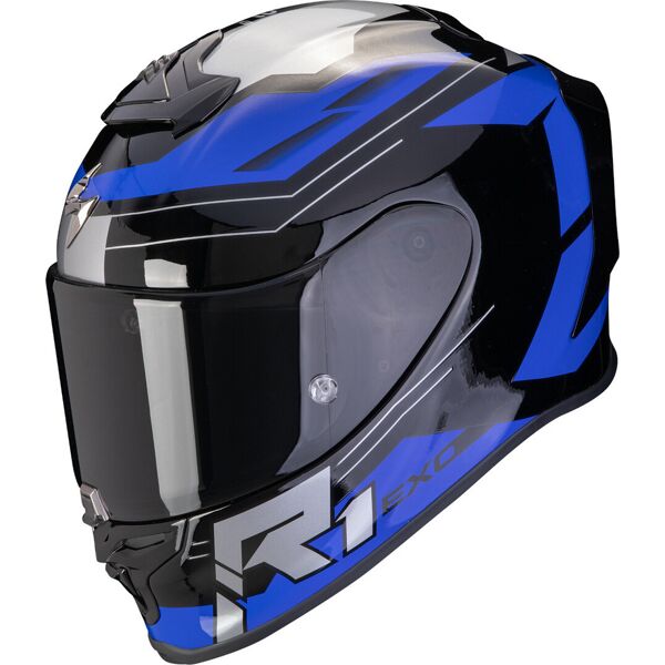 scorpion exo-r1 evo air blaze casco nero blu l