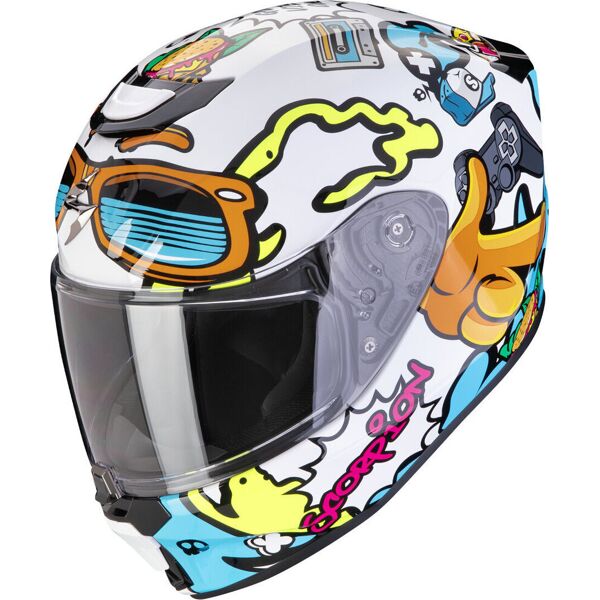 scorpion exo-jnr air fun casco per bambini bianco blu giallo s