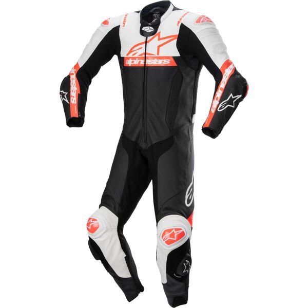 alpinestars missile v2 ward traforato one piece moto tuta in pelle nero bianco rosso 60