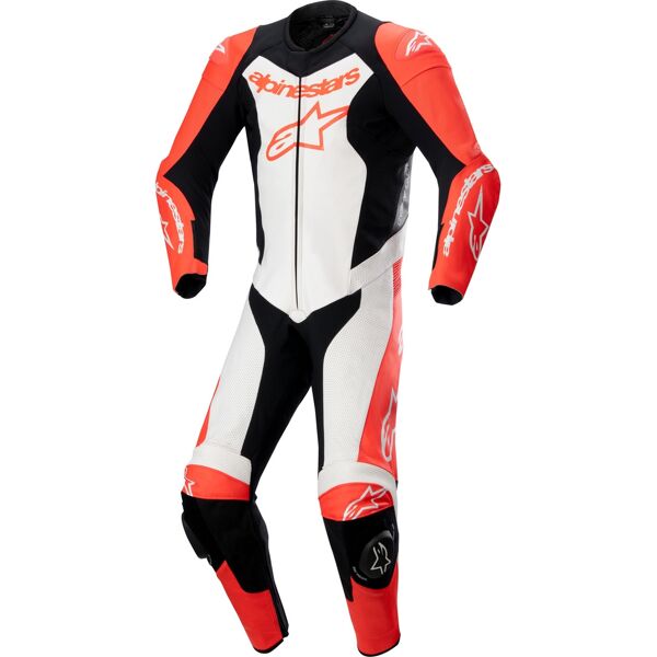 alpinestars gp force lurv traforato one piece moto tuta in pelle nero bianco rosso 52