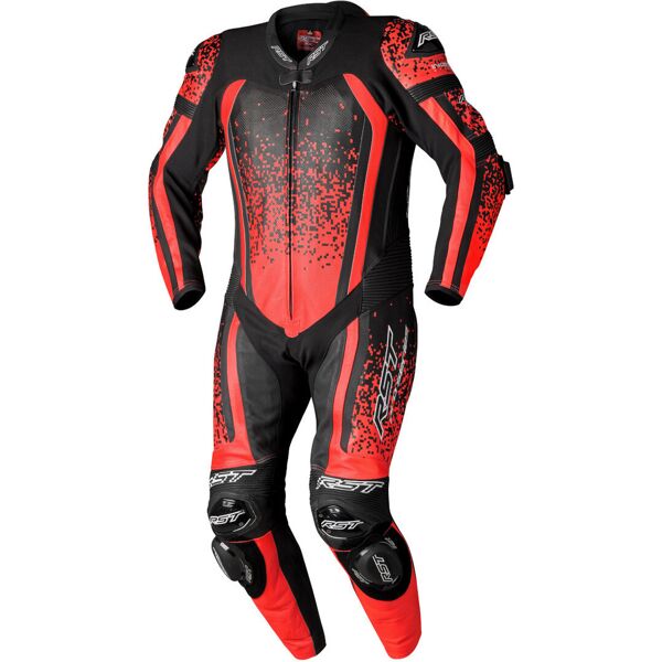 rst pro series evo airbag tuta in pelle da moto di un pezzo nero rosso 2xl