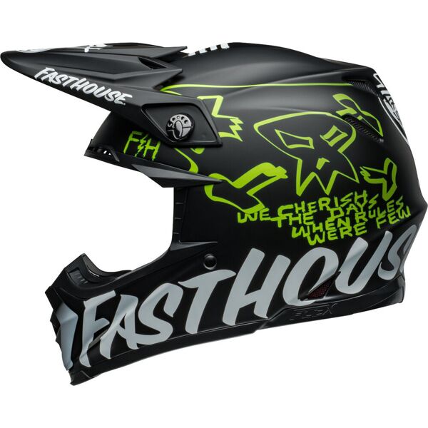 bell moto-9s flex fasthouse mc core casco da motocross nero giallo argento xl