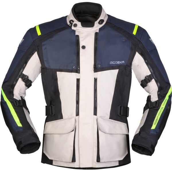 modeka varus impermeabile moto tessile giacca grigio blu l