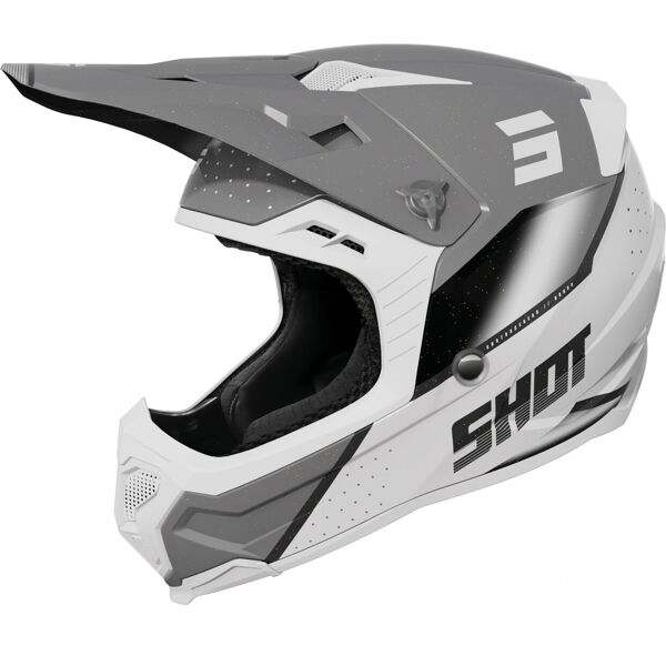 shot core honor casco da motocross grigio bianco m