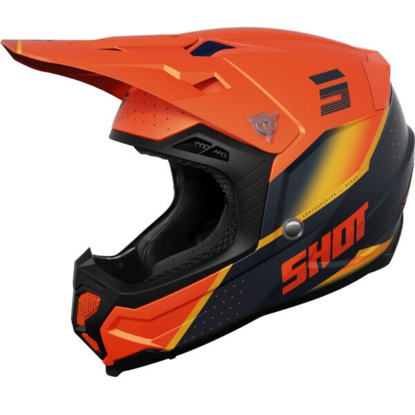 shot core honor casco da motocross nero arancione s