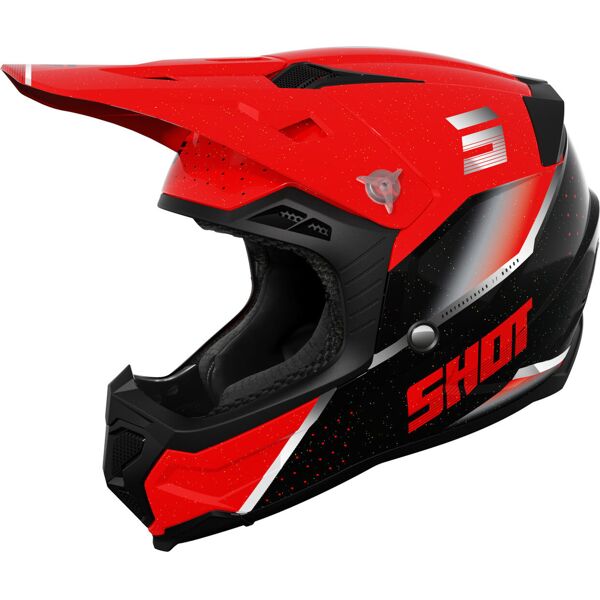 shot core honor casco da motocross nero rosso 2xl