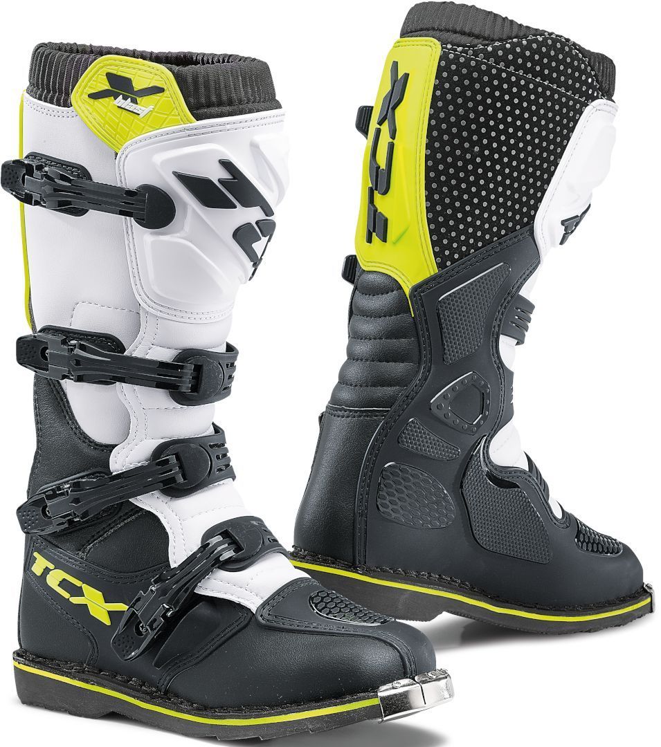 tcx x-blast stivali motocross nero bianco giallo 47