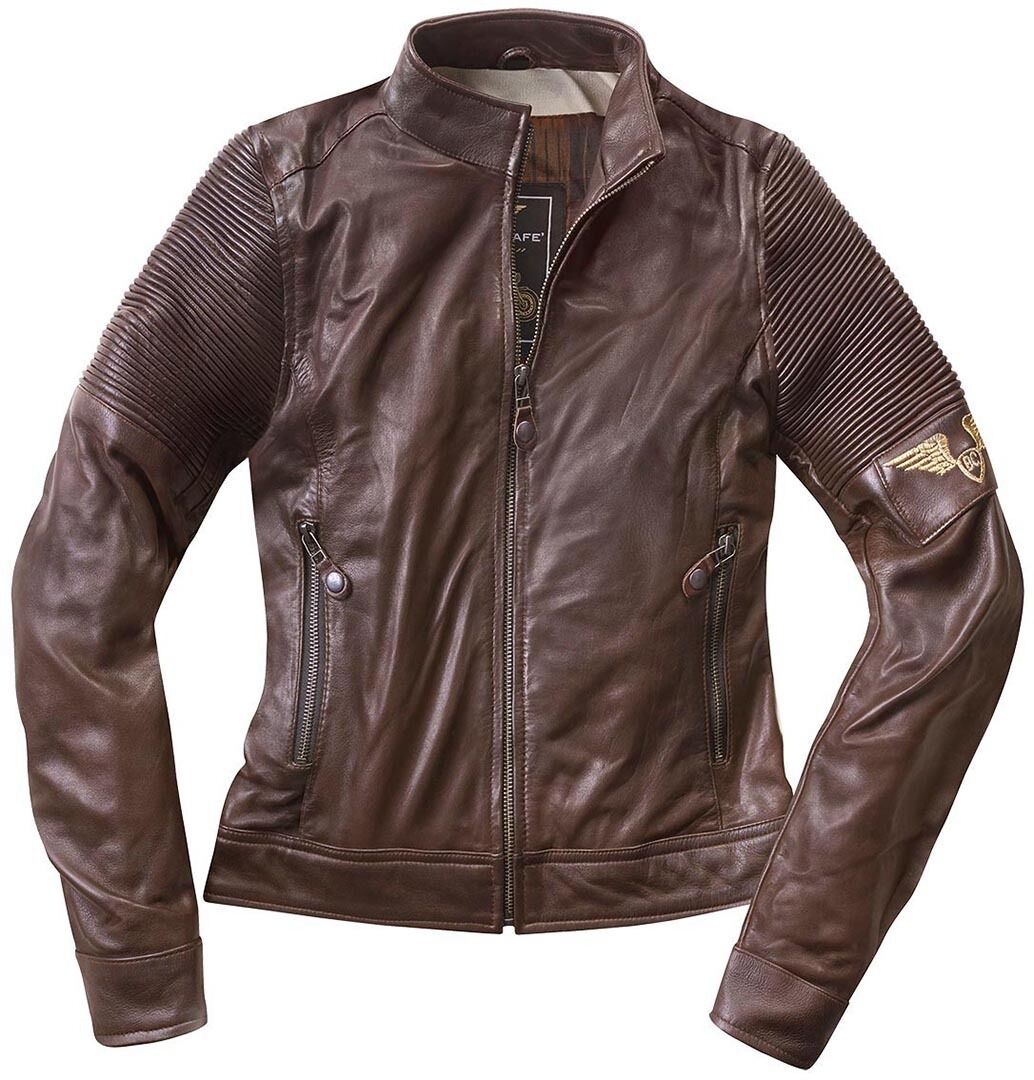 black-cafe london amol giacca donna in pelle moto marrone l