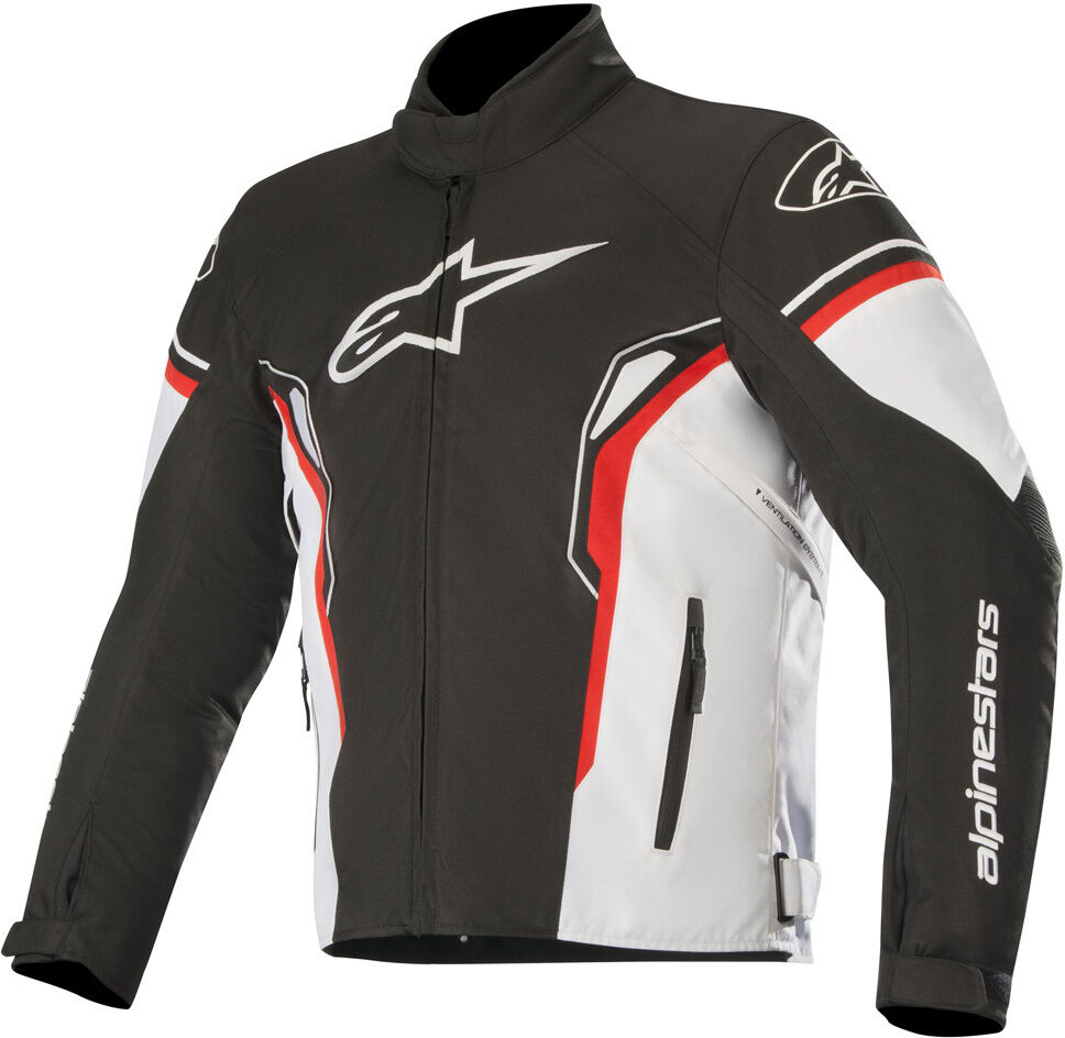 alpinestars t-sp-1 giacca tessile per moto impermeabile nero bianco rosso m