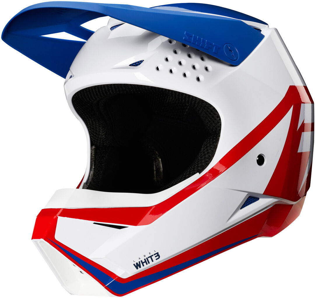 shift whit3 label race graphic casco motocross per bambini bianco rosso blu m