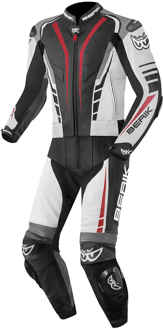 berik xr-ace tuta in pelle da moto a due pezzi nero grigio bianco rosso 56