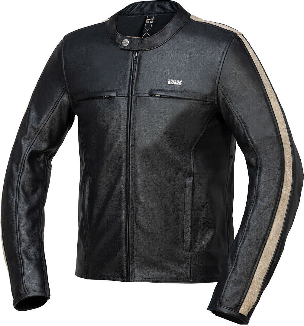 ixs stripe giacca moto in pelle nero 48