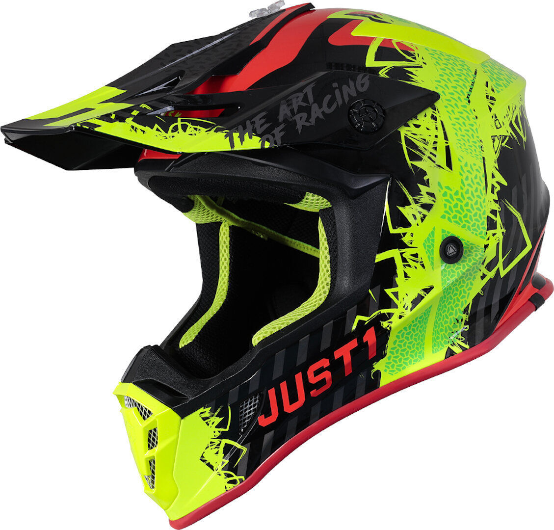 just1 j38 mask casco motocross nero rosso giallo m