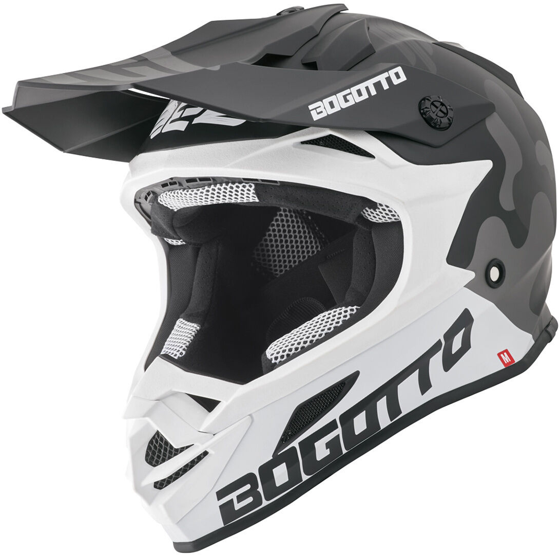 bogotto v328 camo casco motocross in fibra di vetro nero bianco xl