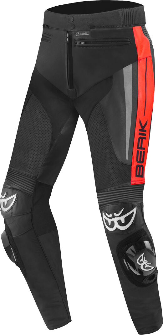 berik kendo pantaloni moto in pelle nero rosso 58