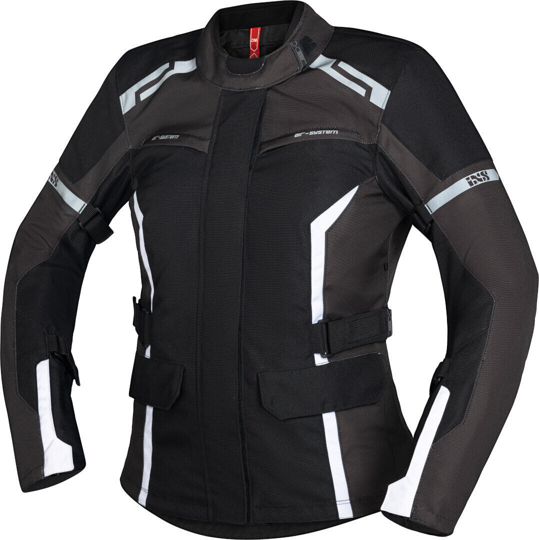 ixs evans-st 2.0 giacca tessile da moto da donna impermeabile nero grigio bianco m